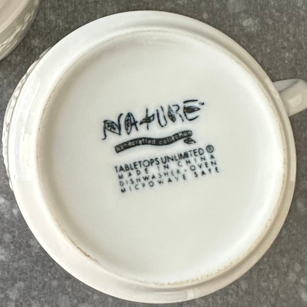 2pc Tabletops Unlimited Mugs Fruit De Blanc Nature Collection Tea Coffee White - Picture 5 of 5